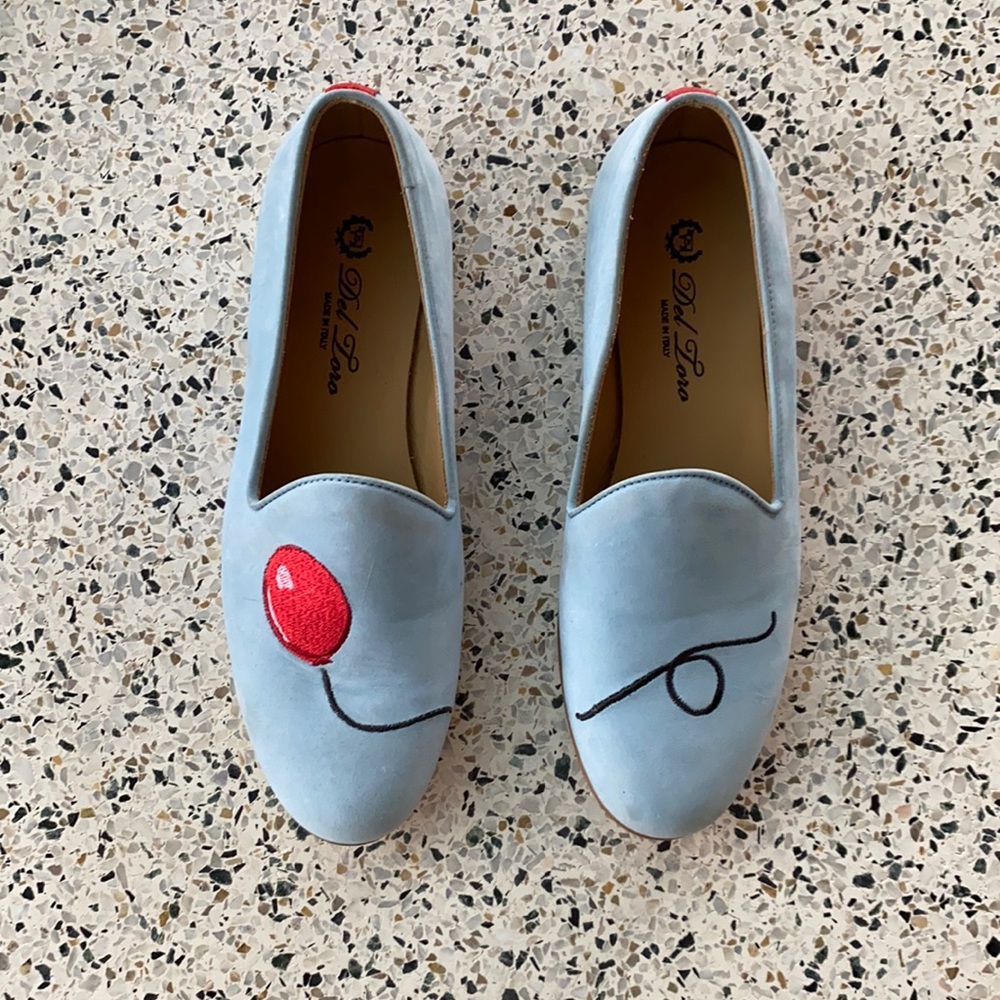 Baby Blue Suede Slippers. Red Balloon. New.